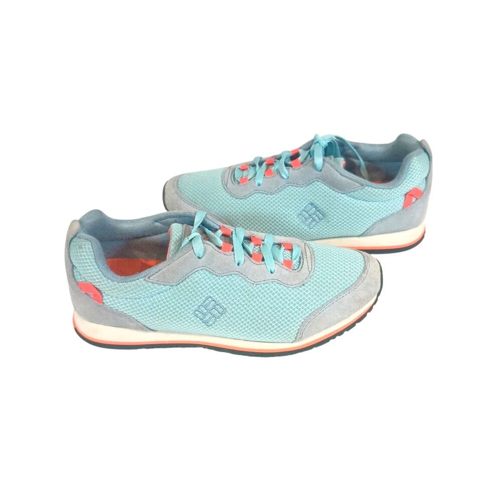 COLUMBIA PIPESTONE WALKIN LACE UP COMFORT SHOES SIZE 8 BLUE ORANGE